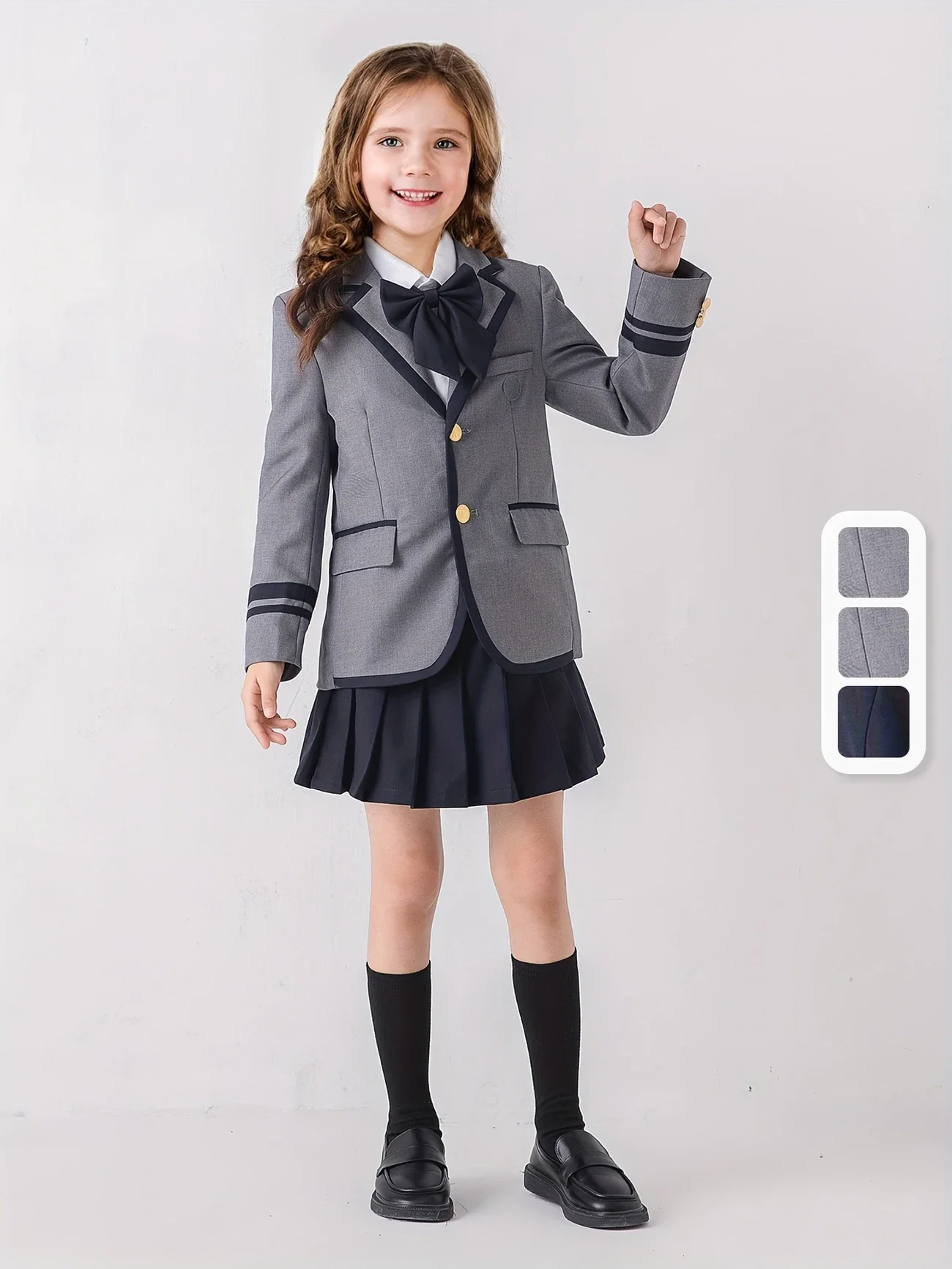 Boys Girls School Uniform Kids Ceremony Performance Blazer Dress Set Twins Children Formal Piano Host Speech Prom Outfit Suit
