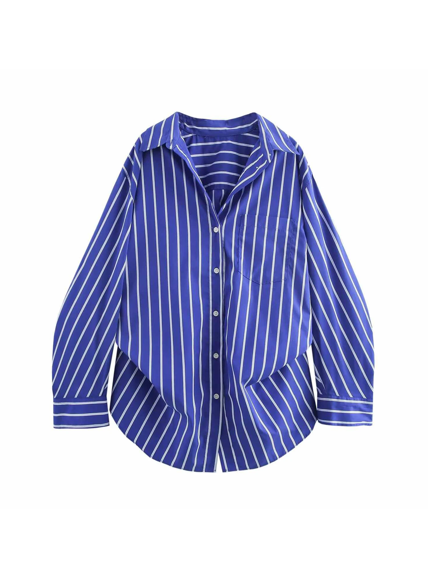 

Женские рубашки и блузки в синюю полоску, винтажная элегантная рубашка 90-х годов Y2k Aesthetic, рубашка поло с длинными рукавами 2000-х годов, осень 2025 г.