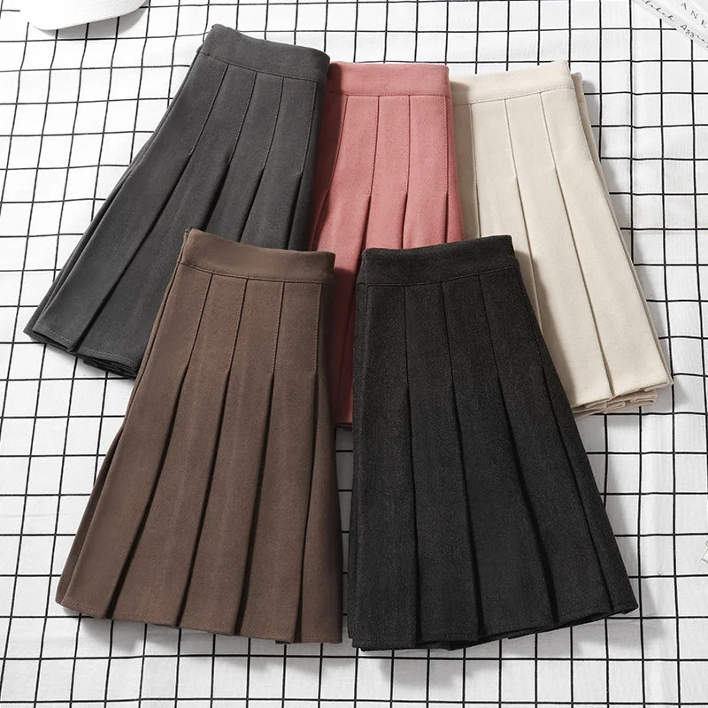 Women\'s Skirt With Shorts Grey School Uniform For Girls Black Female Clothes Korean Style A Line Mini Pleated 2023 Winter Skirts