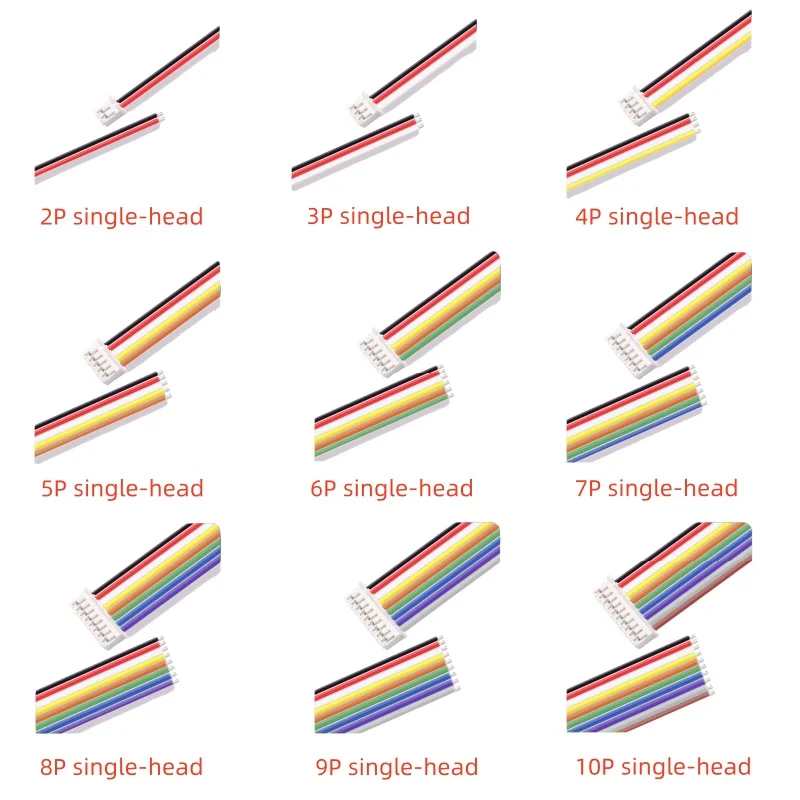 10PCS 1.0 1.25 1.5 2.0 2.54 SH/JST/ZH PH2.0MM Single/Double head female plug connector with wire 2/3/4/5/6/7/8/9/10/11/12Pin