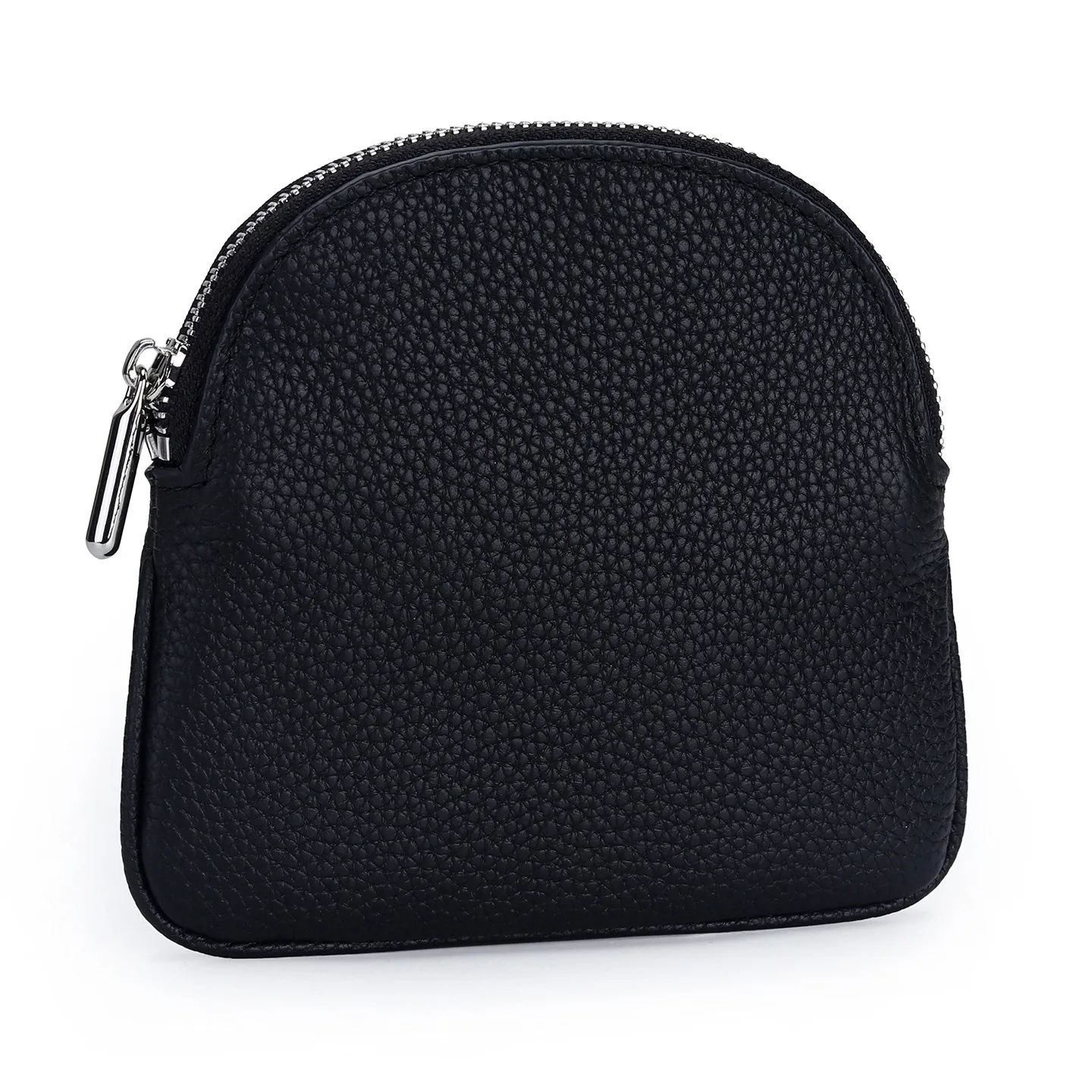 Lightweight Full Grain Cowhide Zipper Coin Purses, Thin Curved Shape Card storage Pouch for Keys Cards Coins Cash Commute
