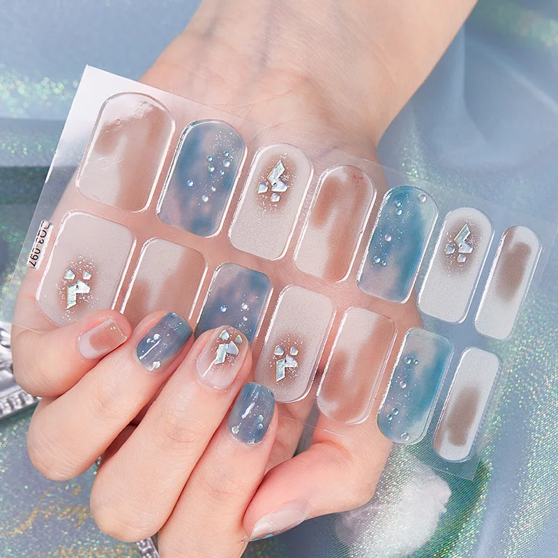 Korean Waterproof Self Adhesive Nail Polish Stickers Decals Diamond Rhinestones Nail Art Stickers Accessories Manicure Deco