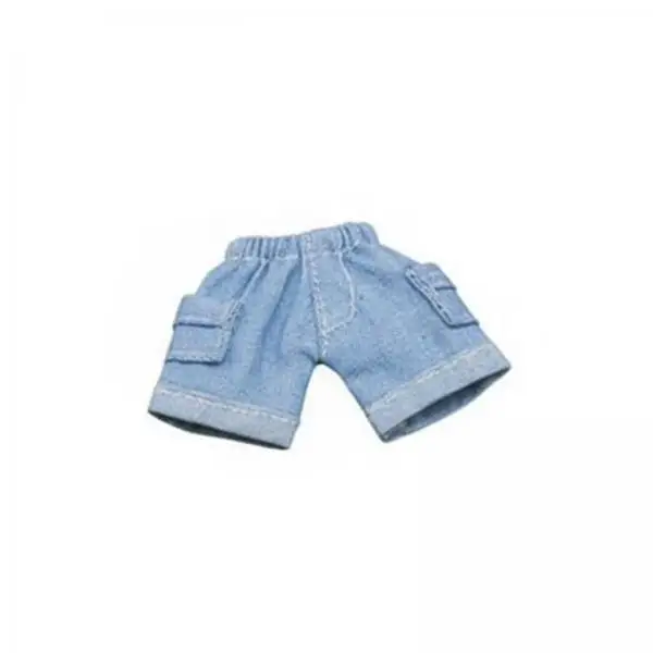 2xOB11 Doll Clothes Miniature Utility Shorts Functional Pockets Elastic Waist for Hobbyists, Display Light Blue Shorts