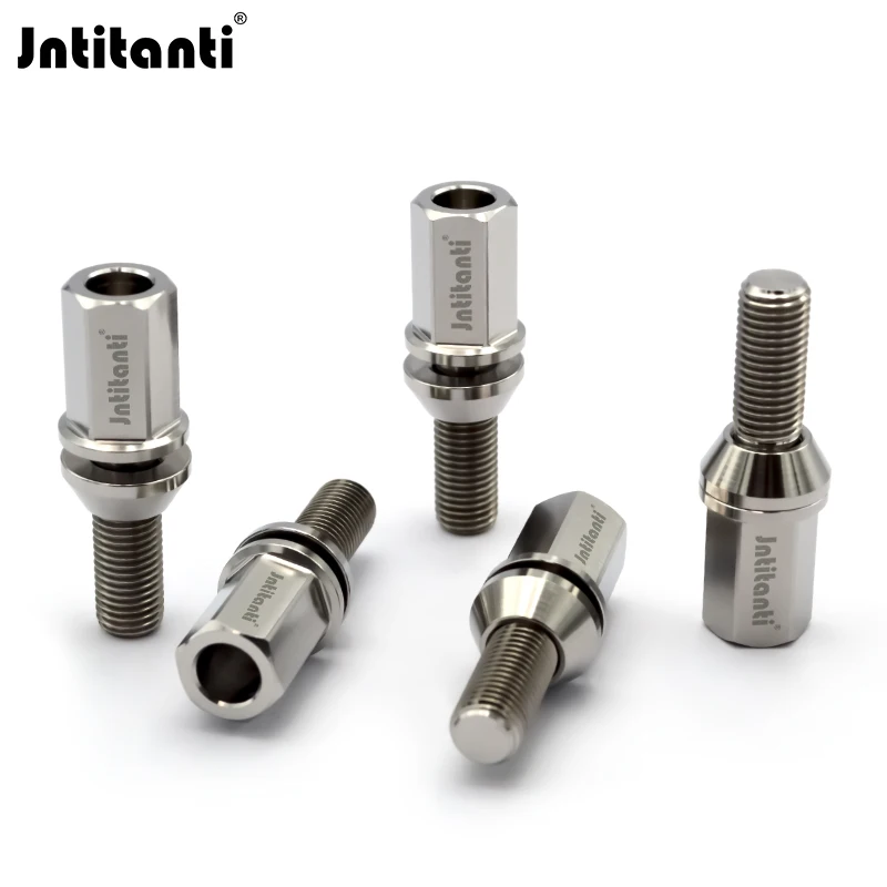 Jntitanti car wheel bolt M14*1.25*28-45mmfloating washer cone seat long head Gr.5 titanium hub bolt for BMW MINI Rolls-royces