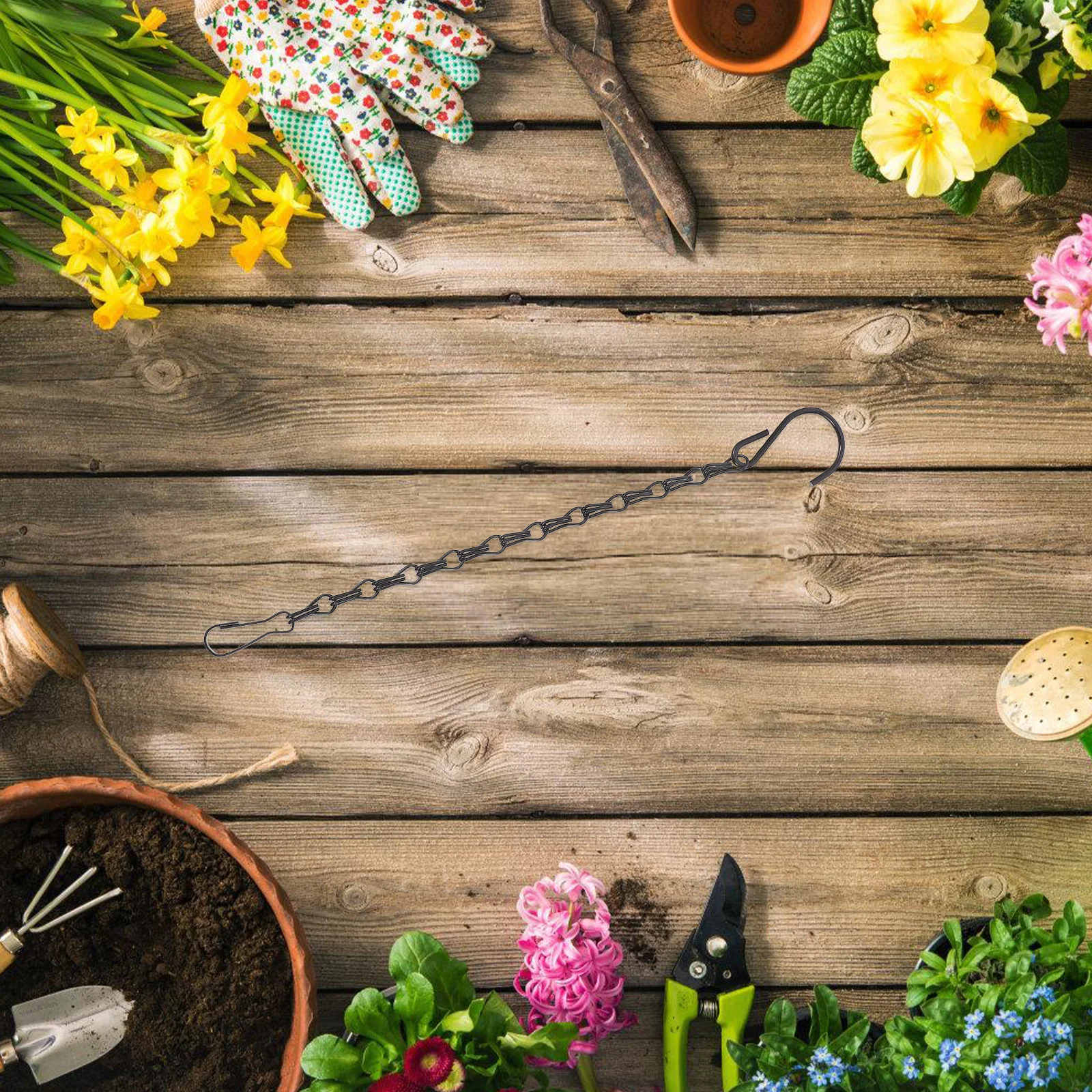 

5Pcs Strong Iron Chain for Hanging Baskets Plants Feeders Wind Chimes Black Decorative Twisted Link Indoor Outdoor Use