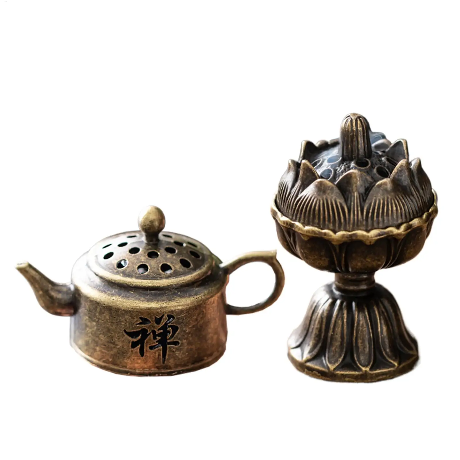 Small Xiangyun Metal Incense Burner Metal Buddhism Buddha Holder Hollow Out alloy Censer Home Decoration
