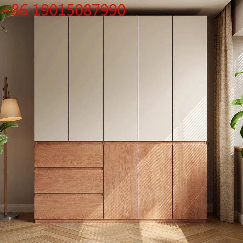 خزانة ملابس كاملة من خشب البلوط، باب من الخشب الصلب إلى أعلى خزانة غرفة النوم المنزلية العتيقة، خزانة ملابس مجزأة حديثة وبسيطة