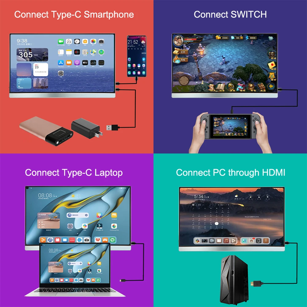 17.3 Polegadas 1080P IPS Ultra Fino Portátil com Dispositivos Capacitivos para Xbox Switch Mini PC Laptop para PS4 PS5 Jogo