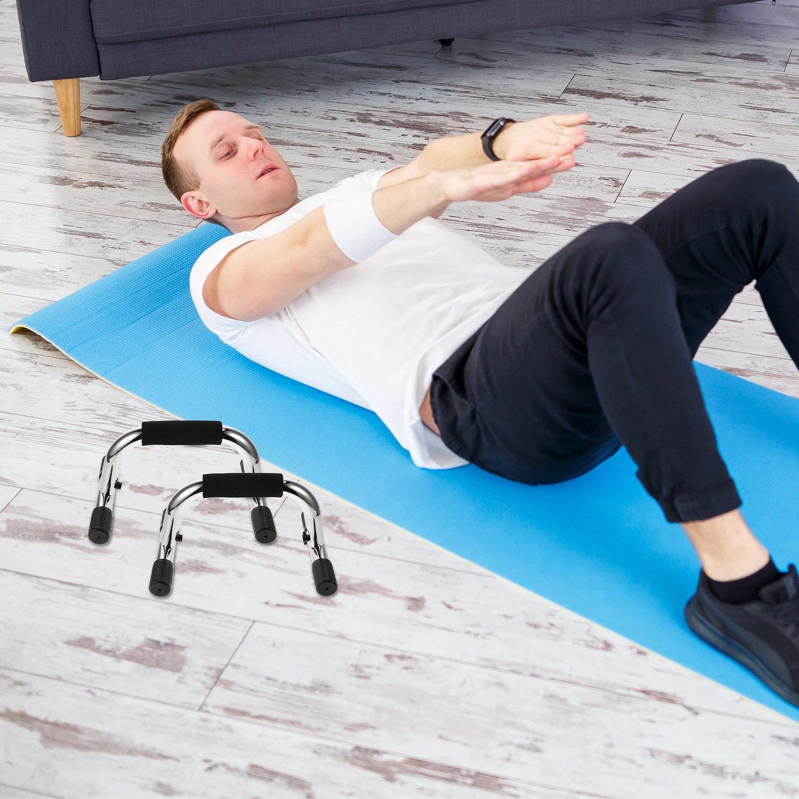 

2pcs Stands Home Gym Equipment Calisthenics Bars Adjustable Height Steel L Shape Design Arm Workout Handles For Floor