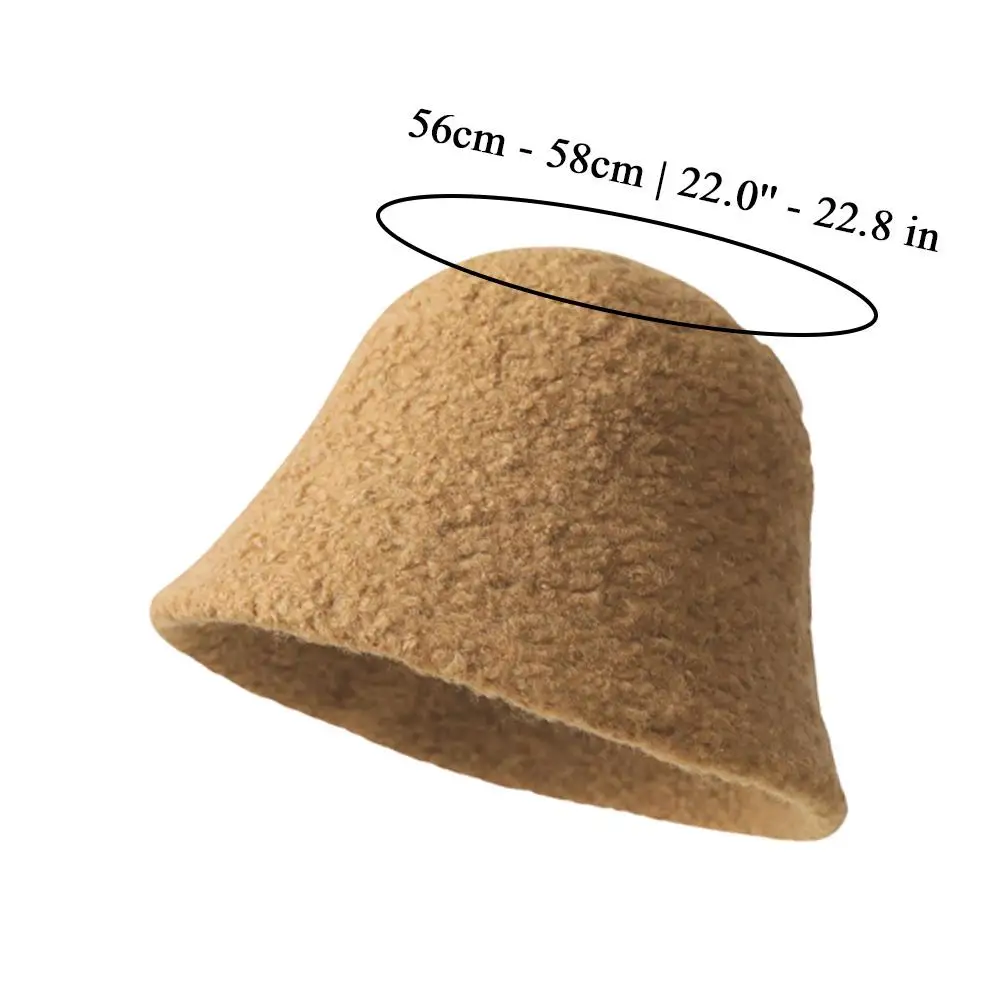 Lamb Wool Fisherman Cap for Women Winter Plush Basin Hat Korean Style Panama Hats Classic Fashion Winter Casual Solid Cap