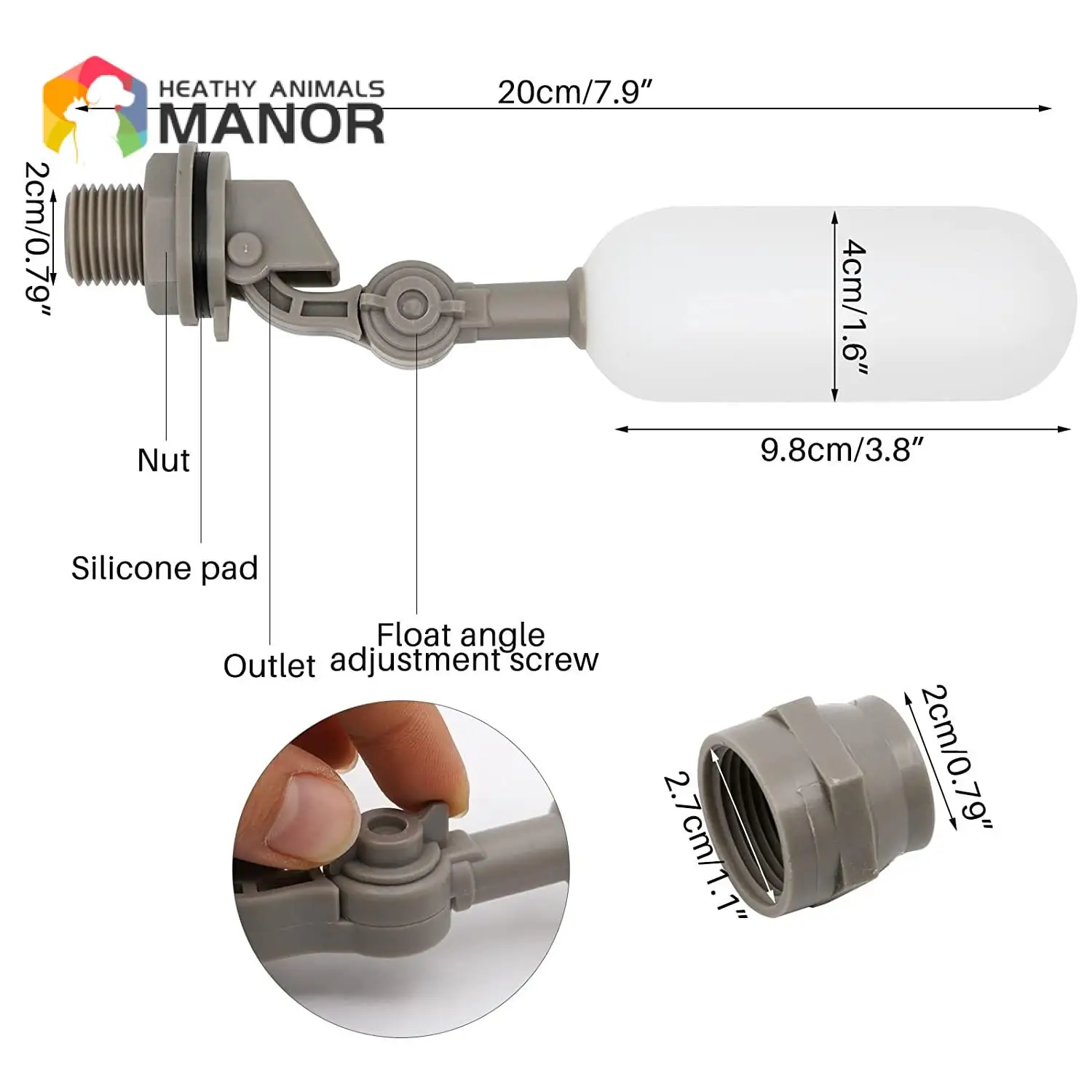 พลาสติกวาล์วลอยน้ำปิด1/2 3/4นิ้วอัตโนมัติ Feed เติมถังปลา Aquarium Water Humidifier วาล์วอะแดปเตอร์