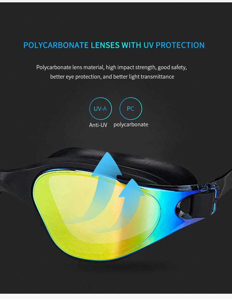 Unisex-Schwimmbrille für Erwachsene – Antibeschlag-Schwimmbrille für Männer und Frauen – verstellbare, wasserdichte professionelle Schwimmbrille aus Silikon – Detail 7