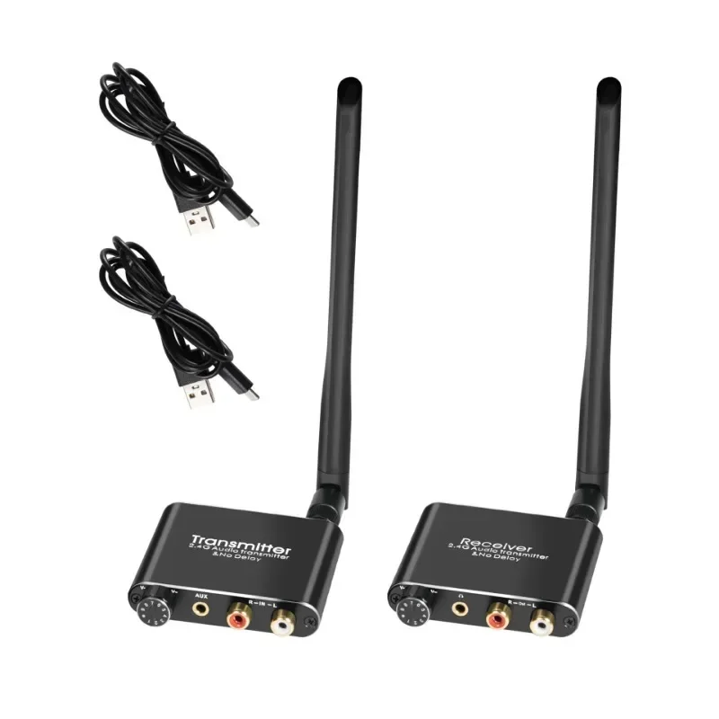 Transmissor e receptor de música de áudio wi-fi sem fio de 2,4 GHz com adaptador de áudio sem fio R/L RCA de 3,5 mm para DVD TV CD de computador