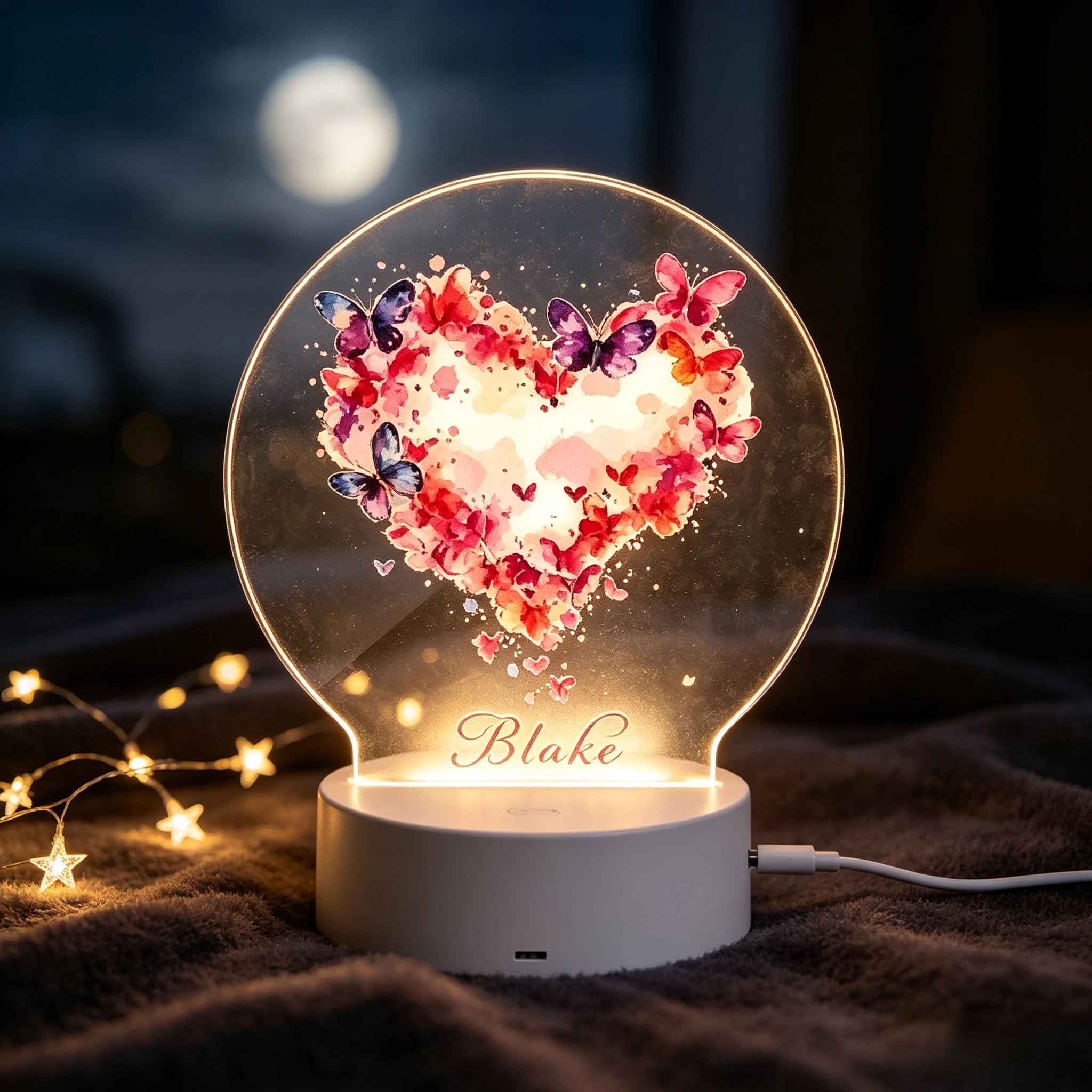 1 USB night light Love Butterfly Touch dimming bedroom light Dining table, living room atmosphere, desk lamp, birthday gift