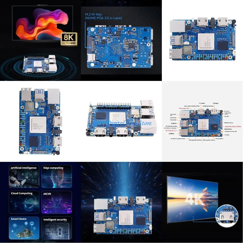 

U75B 8-ядерная платформа разработки RK3588 с Ethernet PCIe 2,5 ГГц и совместимостью с твердотельными дисками M.2