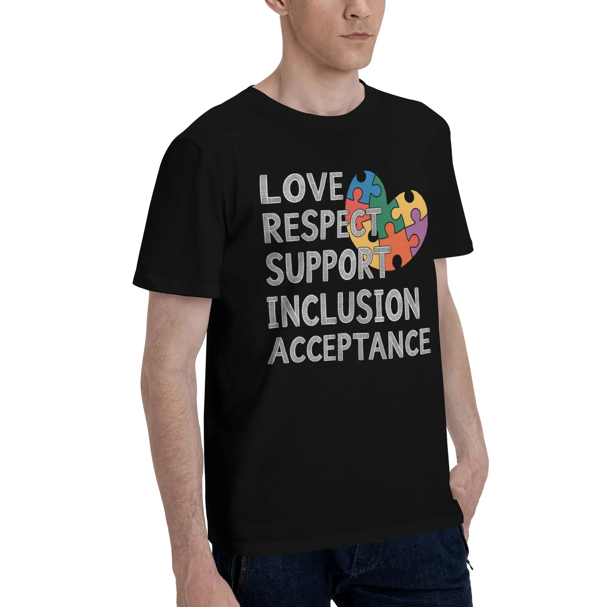 Autism Awareness Respect Love Support  Tee Shirt for Men Women New Arrival T Shirts  100% Cotton Clothes