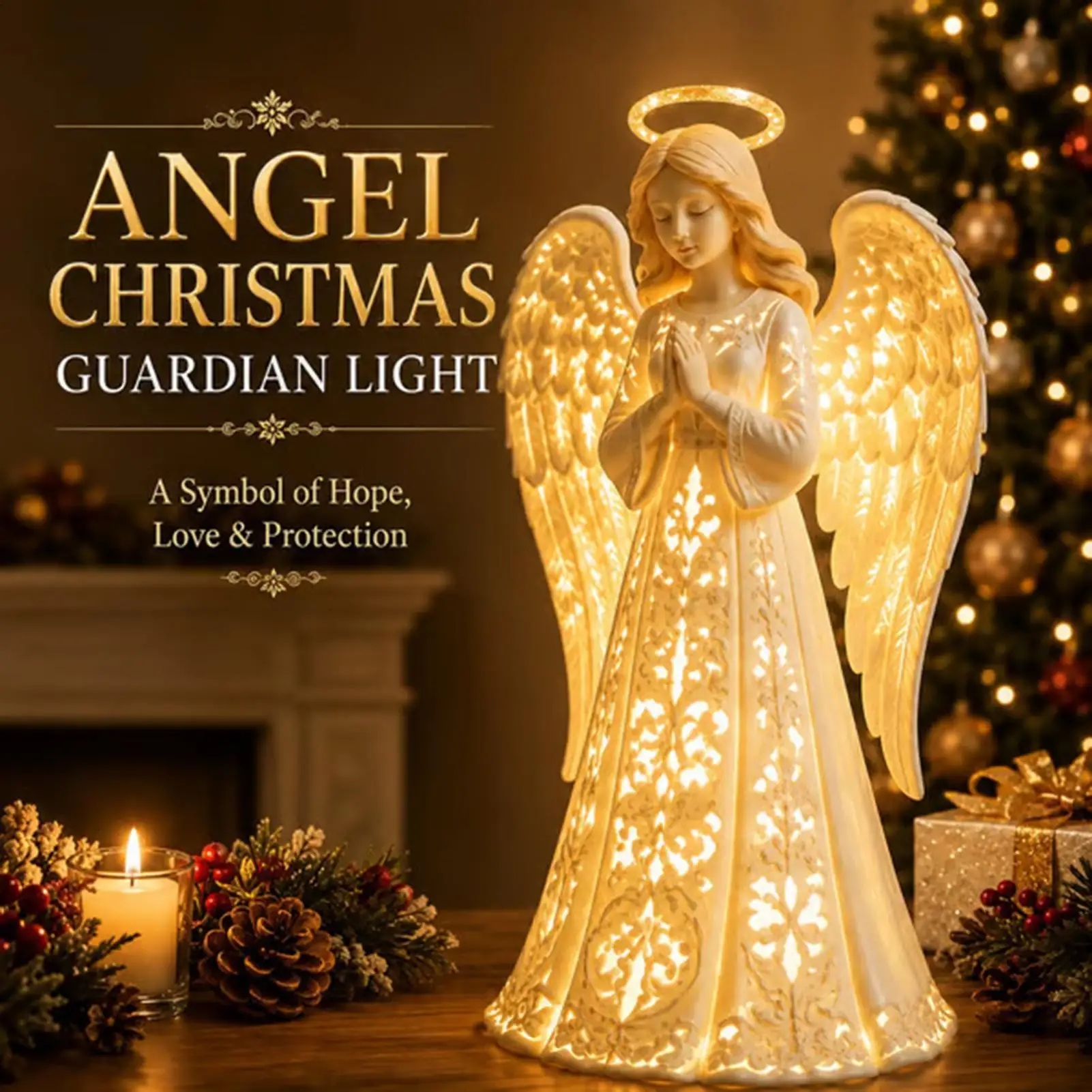 Angel Light Small Decorative LED Memorial Christmas Nightstand Light Angel Bedside Table Lamp for Christmas Home Office Dorm