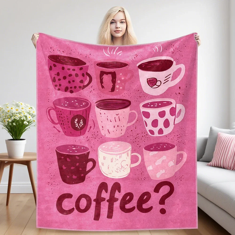 Funny Coffee Lover Blanket Throw Cozy Gift for Coffee Addict Friends Valentines Day Housewarming Decor