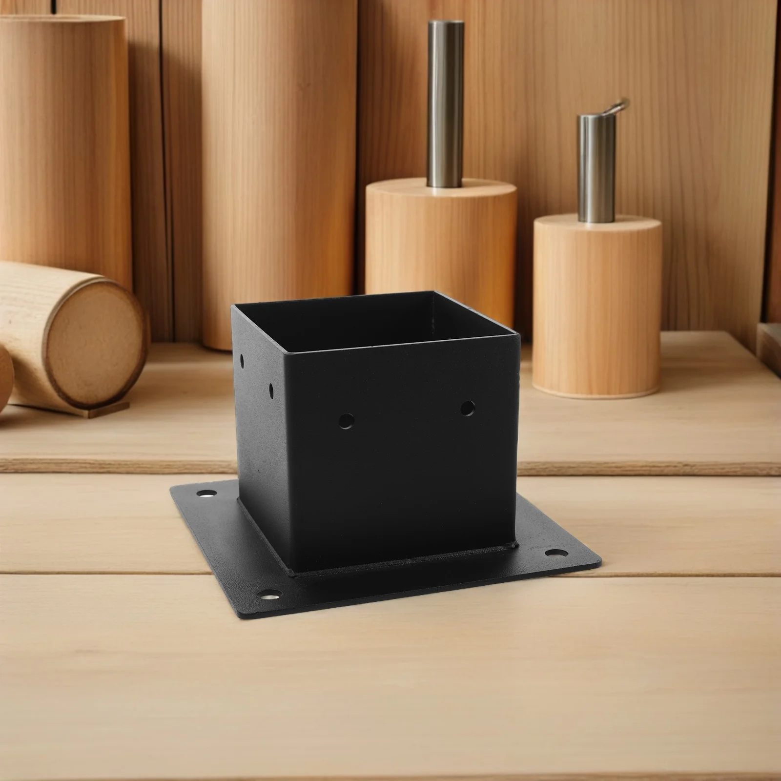 

Wood Post Anchor Bracket Heavy Duty Matte Black Carbon Steel 15x15x9.5cm Deck Railing Pergola Porch Garden Outdoor Support