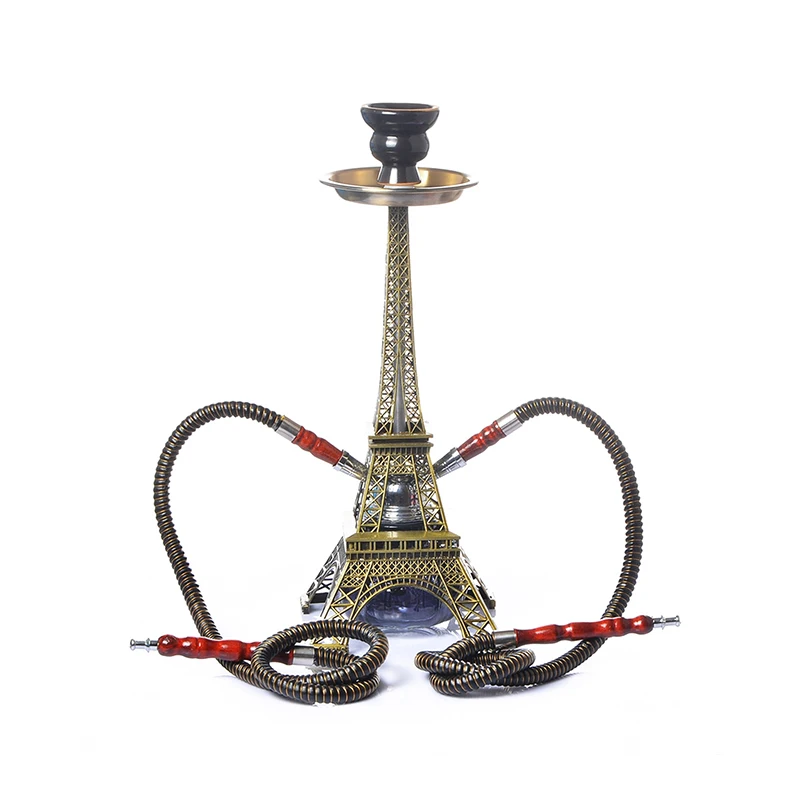 Eiffel Tower Arabian Shisha, Double Pipe Hookah Ceramic Bowl Accessories Birthday Gift Home Decoration