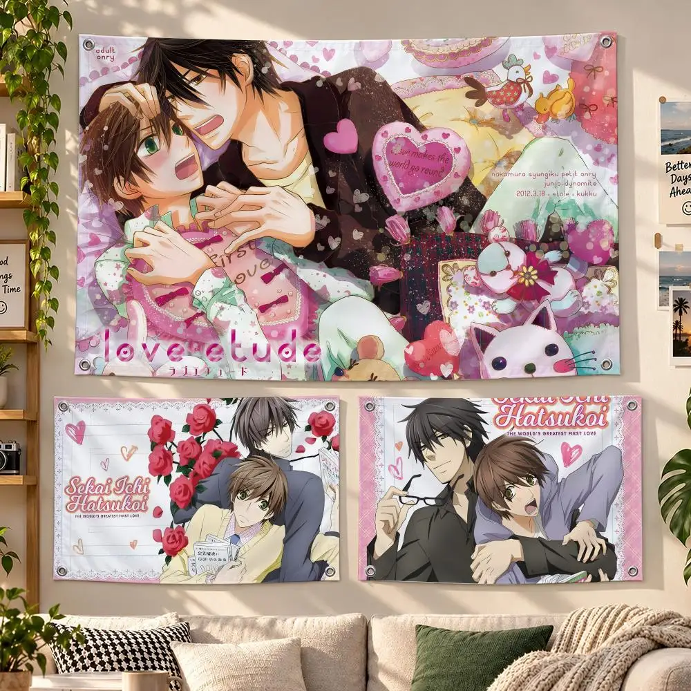 S-Sekai-ichi Hatsukoi Flags Banner For Camping Decoration Outdoor & Garage Wall Hanging Decorations