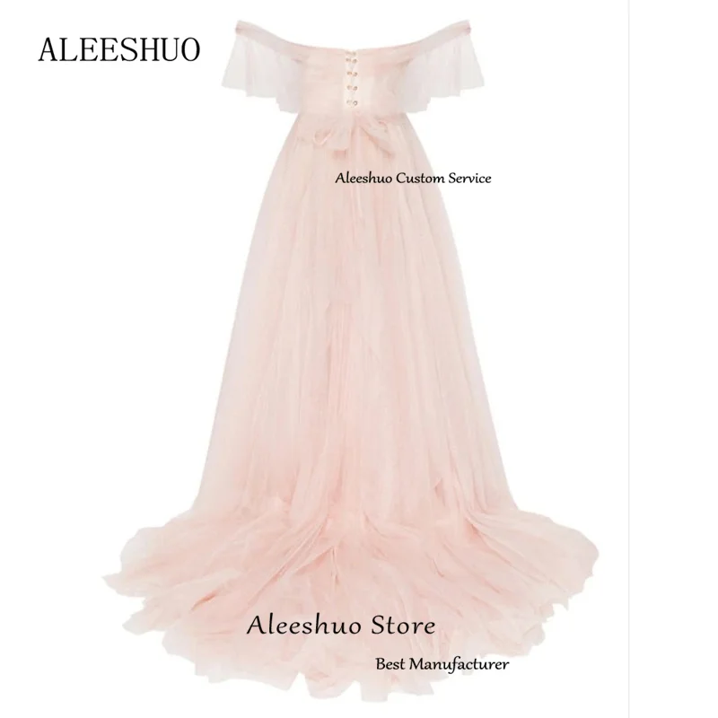 Aleeshuo Junoesque do ombro Organza Prom Dress, querida sexy, sem mangas, até o chão com arco