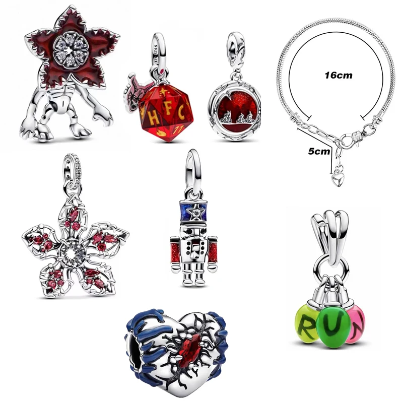 Abalorio de Flor Monstruo Rojo 2027, Compatible con Pulsera Original de Plata de Ley 925, Abalorio para Hacer Joyas de Alta Gama para Mujer, Regalo de Boutique