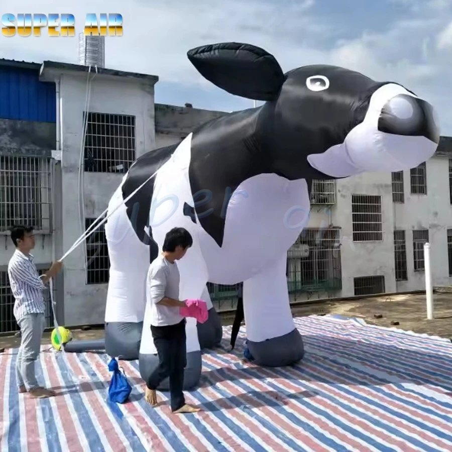 So beautiful giant animal model inflatable dairy cow with blower for backyard decoration