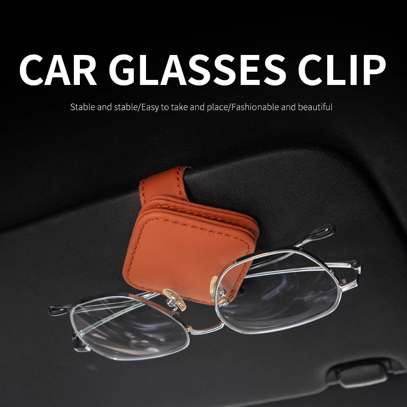 

Leather Magnetic Car Glasses Holder - Universal Car Sun Visor Clip for Eyeglasses and Sunglasses - Secure Storage & Easy Access