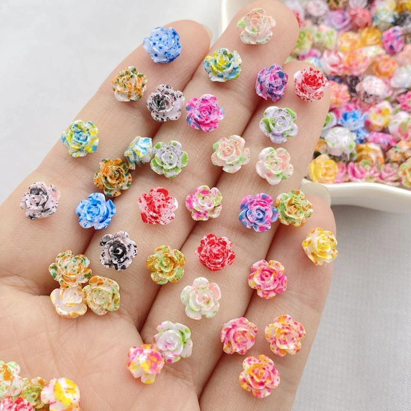 100 pz misto Nail Art resina cartone animato rose colorate serie Charms strass artigianato fai da te per unghie decorazioni 3D gioielli