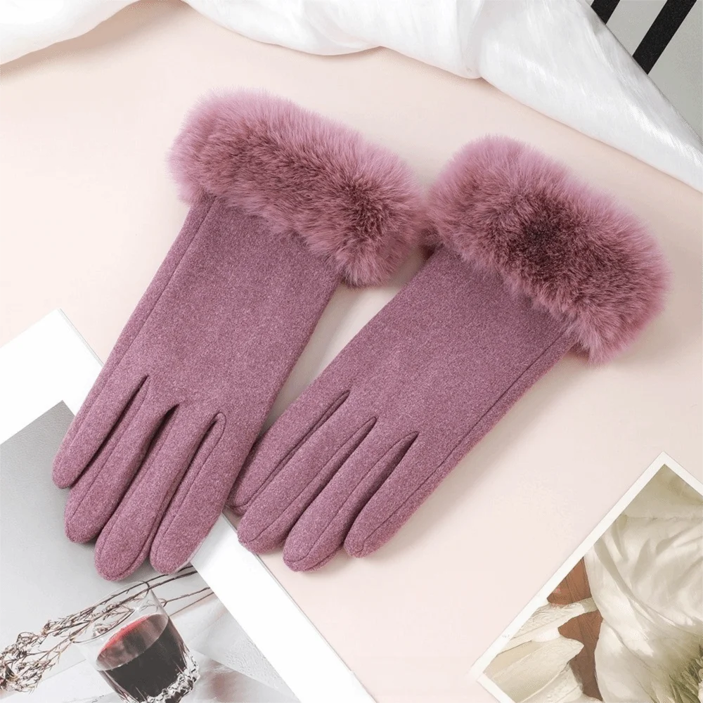 Solid Color Touch Screen Gloves Elastic Stretch Waterproof Full Finger Gloves Insulated Thick Plush Inner Warm Windproof Gloves