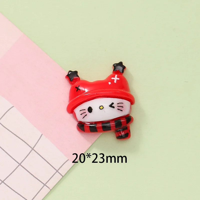 Cute Cartoon Animal Christmas Hairpin para crianças, preto, vermelho Kitten Bone, Resina Scrapbook, Jóias DIY, Acessórios para presentes, Novo, C07,