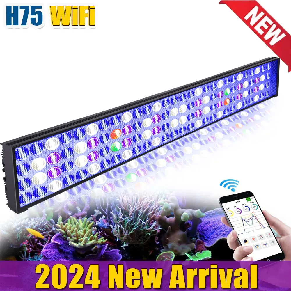 

PopBloom WiFi Aquarium Lamp 100W, Full Spectrum Aquarium Led light for 36"/90CM Marine Reef Corals SPS/LPS Lighting for Aquarium