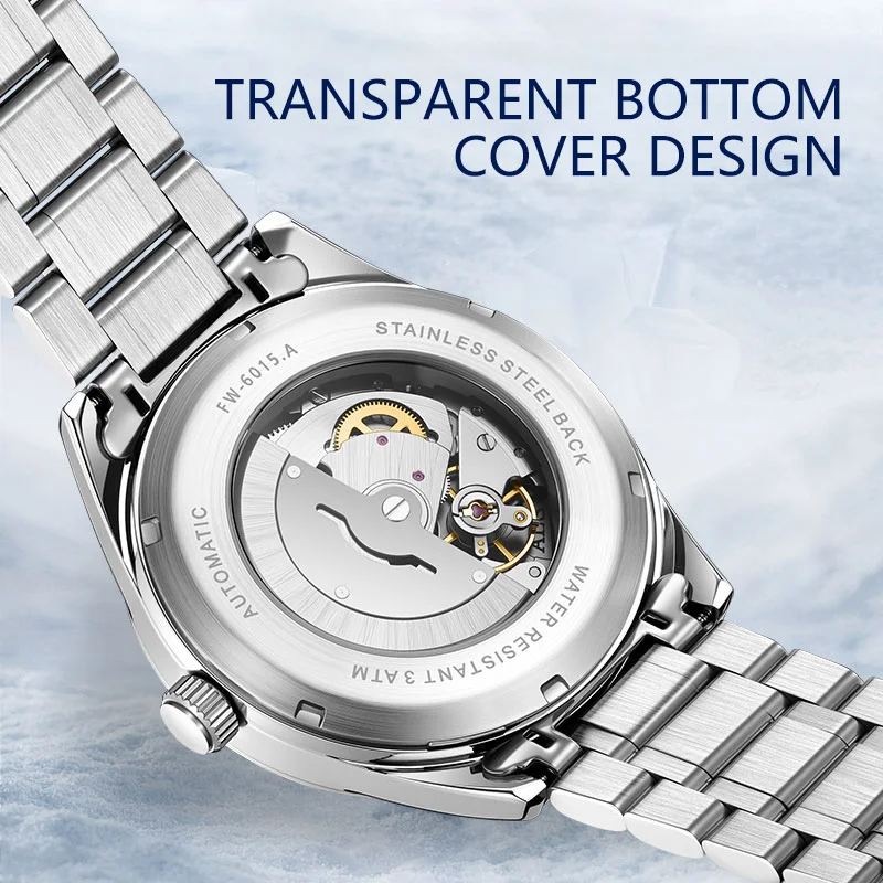 ساعة مارك فيرويل 6015 ميكانيكية أوتوماتيكية للرجال - ميزة تقويم الأعمال المضيئة المقاومة للماء