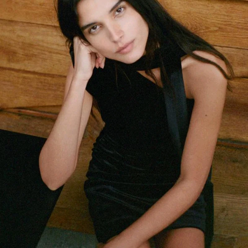 Herbst Winter Neue Ankunft Asymmetrischer Kragen Svel Schal Verziert Samt ort Dr Französisch Sle A-Line Slim Fit Casual