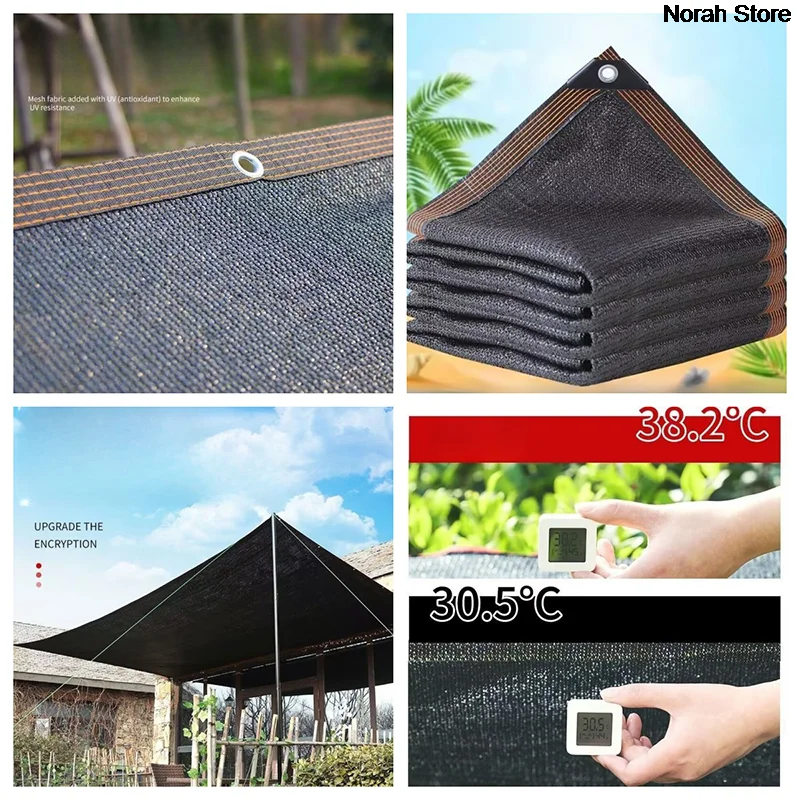 

New 6PIN Black Sunshade Net Shading65~75% Plant Greenhouse Cover Mesh Fence Privacy Screen Garden Sun Shed Outdoor Anti-UV