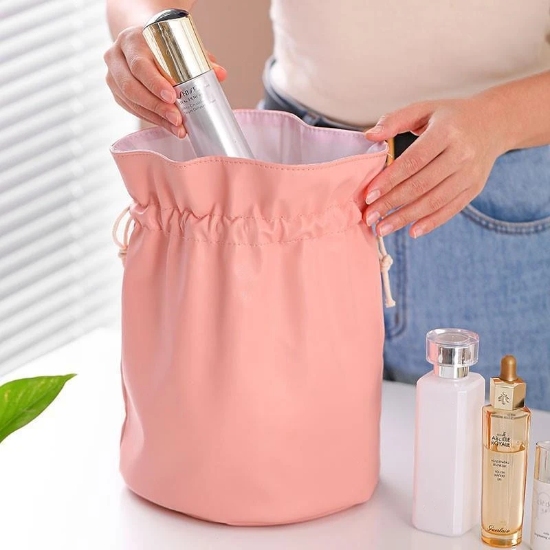 Lazy Drawstring Cosmetic Bag for Women Travel Portable Makeup Case Toiletry Organizer Female Waterproof Wash Beauty Storage Kits