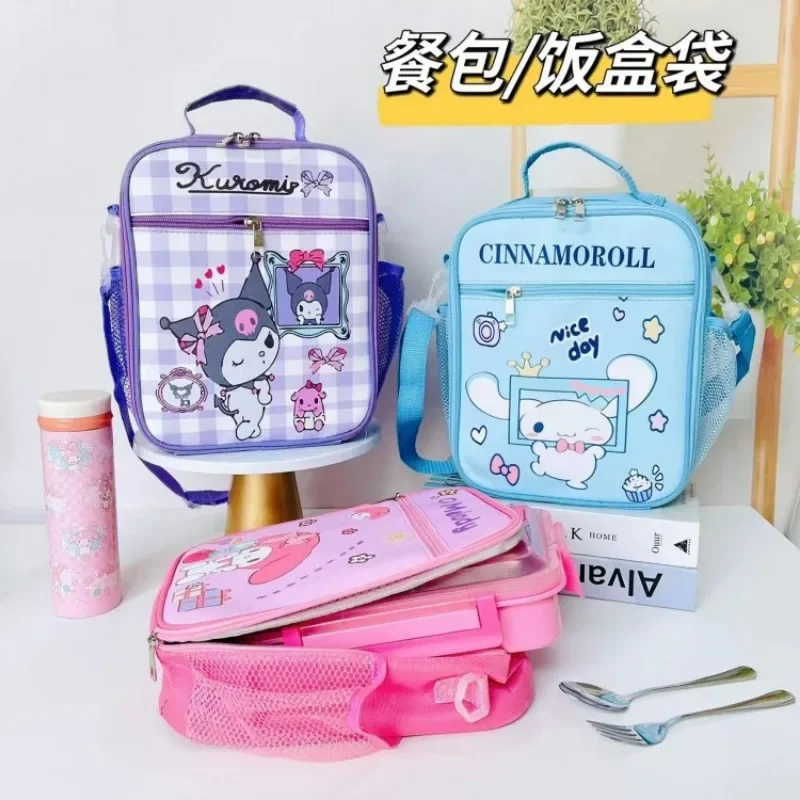 Hello Kitty New Sanrio Kawaii Lunch Box Bag Kuromi My Melody Cinnamoroll Cute Cartoon Student Large Capacity Portable Bento Bag