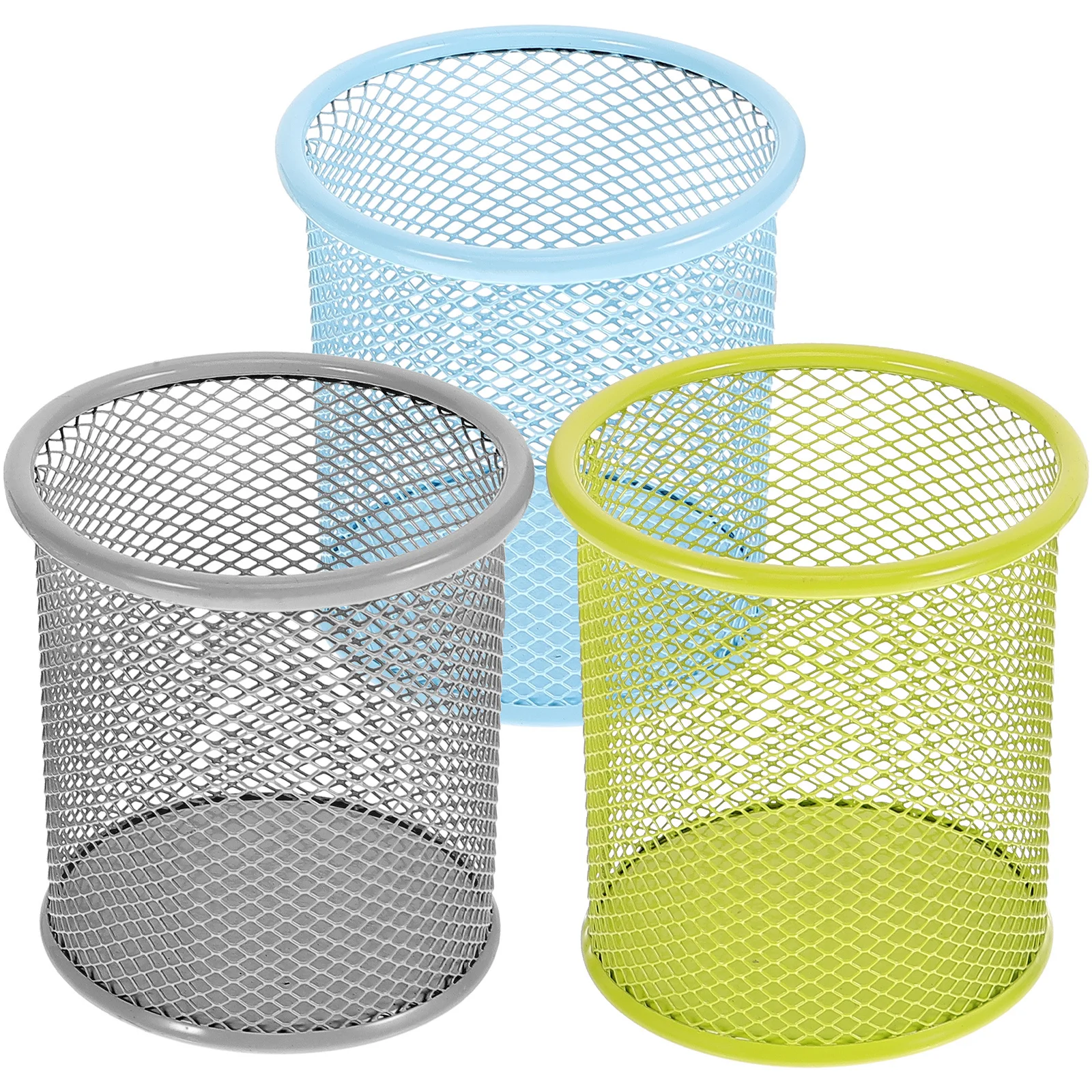 

3Pcs Pen Holder Mesh Metal Pencil Holder Brush Stand Desk Organizer Office Stationery Container Desktop Decoration