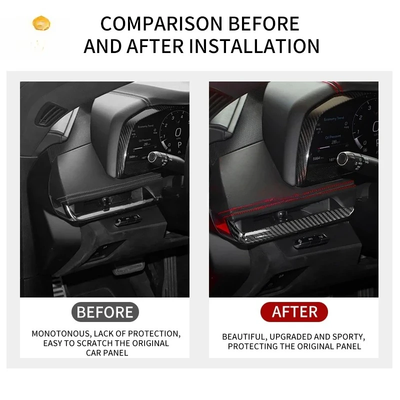 3K Car decoration Carbon Fiber Central Console Dashboard Strip Trim For Chevrolet Corvette C8 2020 2021