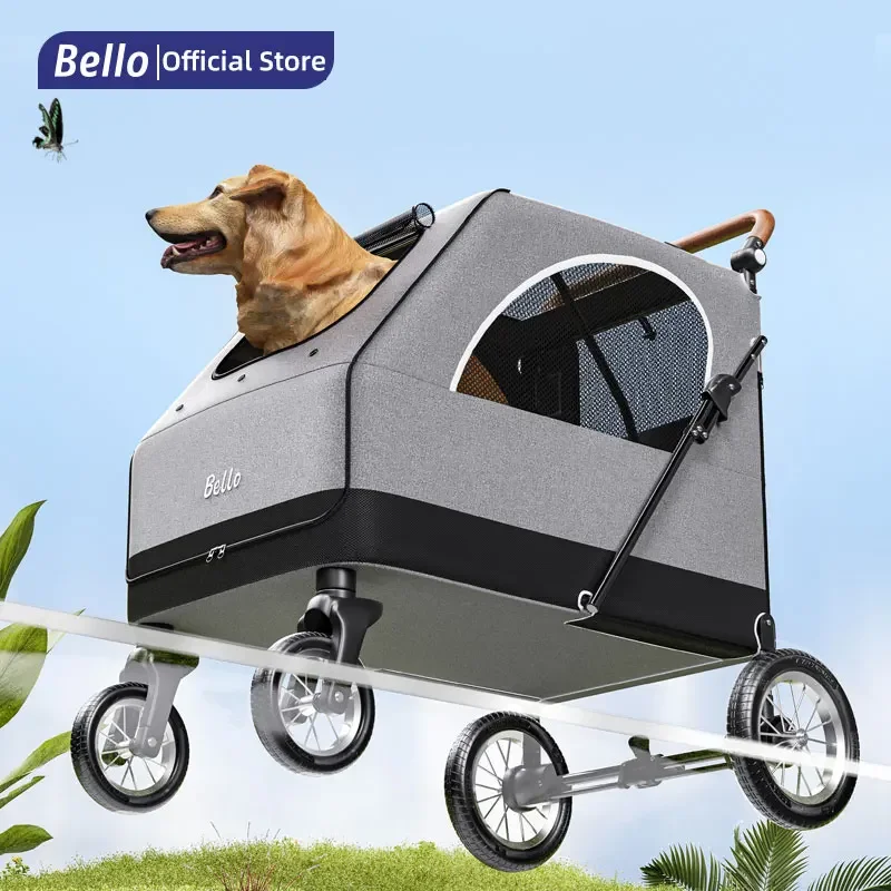 Manufacture Large Pet Stroller For Big Dog Safety Outdoor Walking Travel Foldable Trolley