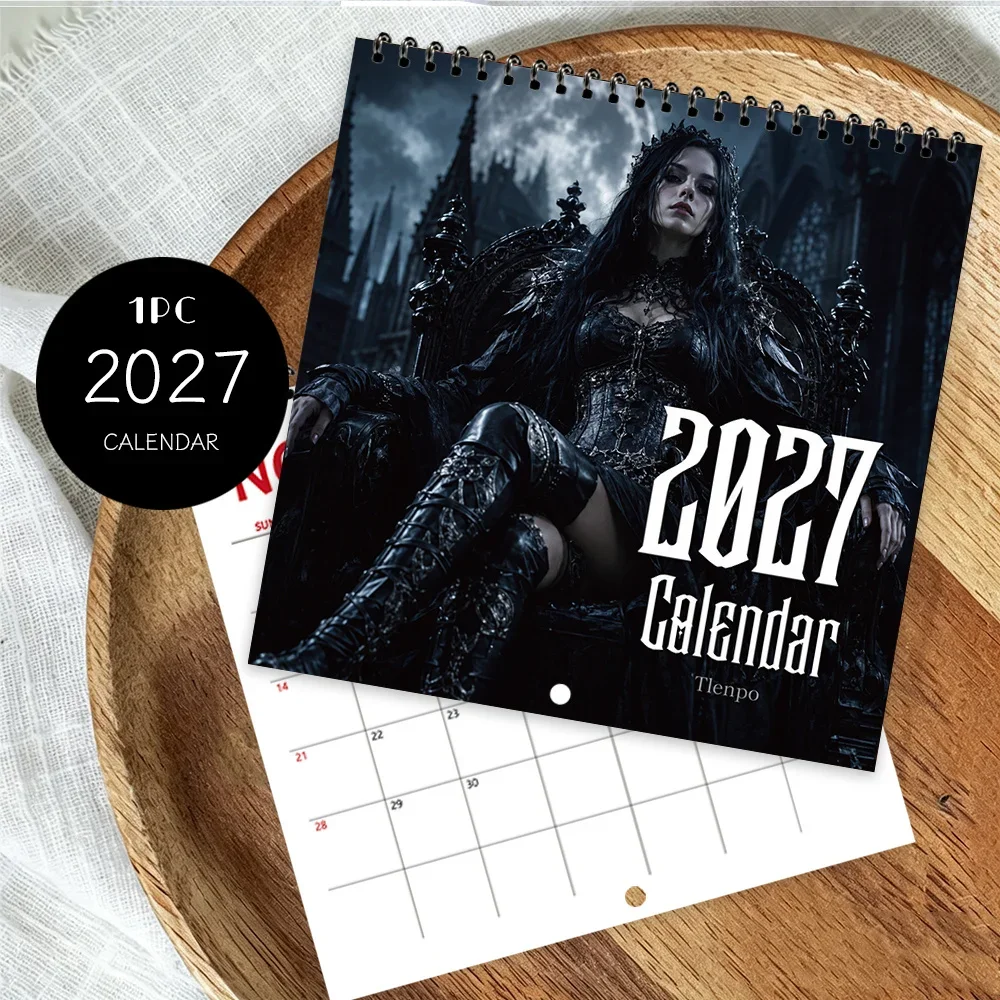 1pc 2027 Gothic Girl Wall Calendar, 12-Month Monthly Planner, Perfect Gift for Back-to-School Season, Christmas, New Year