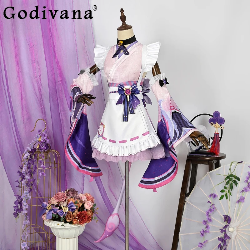 Parrucca per costume cosplay femminile Gonna rosa viola Set Copricapo Puntelli Parrucche verdi per donne Ragazze Abiti da festa di Halloween