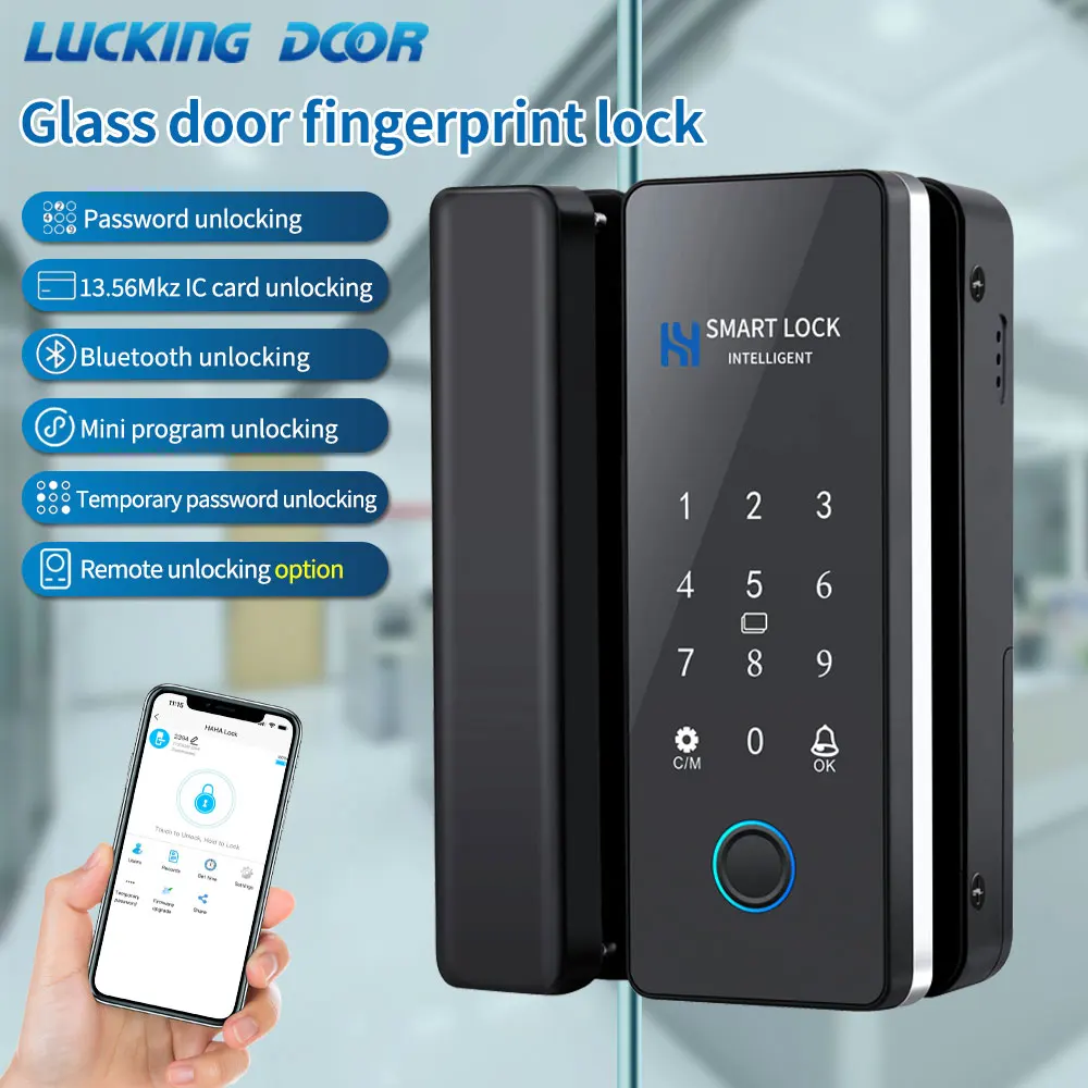 Smart Door Lock For Wooden Sliding Glass Door HAHALock App Biometric Fingerprint Lock Bluetooth IC Card Electronic Digital Lock