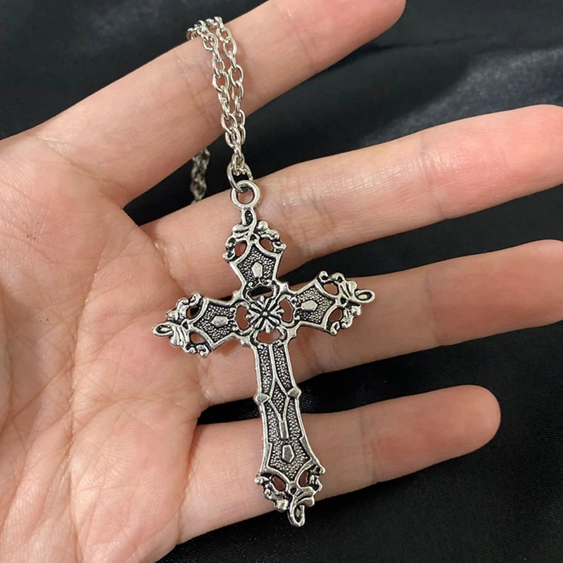 Aesthetic Goth Vintage Cross Pendant Necklace Harajuku Chain Choker Collar Grunge Egirl Goblincore Women Men Accessories Jewelry