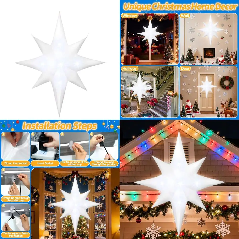 

Гигантская надувная рождественская звезда длиной 6 футов с 5 светодиодными лампами для декора зимнего праздника на открытом воздухе