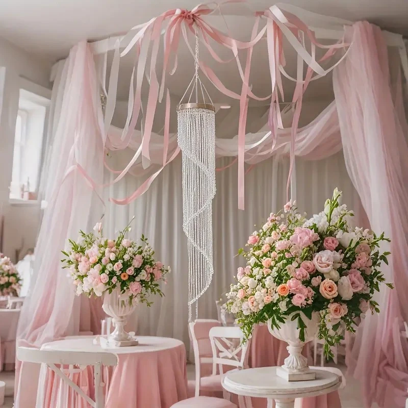 

6pcs Luxury Crystal Pendant Wedding Stage Hall Ceiling Hanging Decoration Spiral Crystal Bead Party Supplies 120-180cm