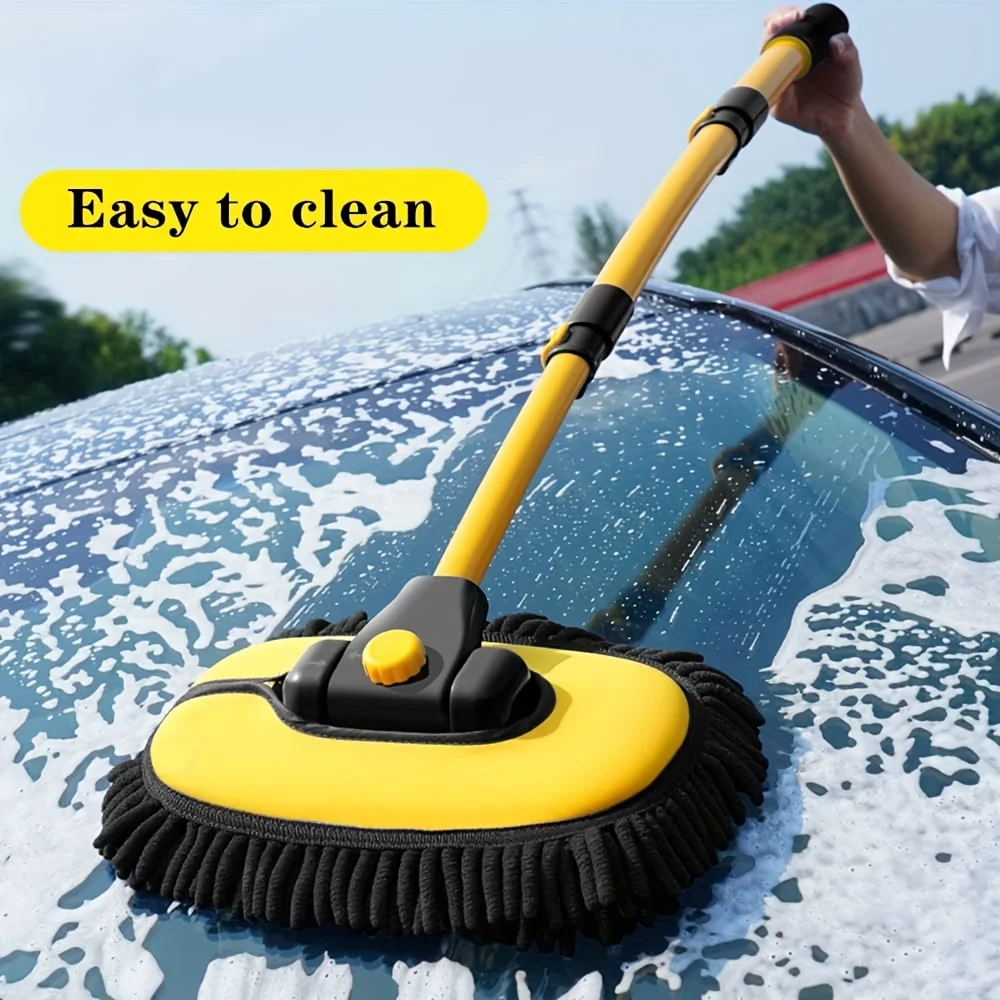 1pc Aluminum Car Wash Brush with Long Handle, Cleaning Mop,and Extension Rod for Cars and Trucks , Car Cleaning Accessories