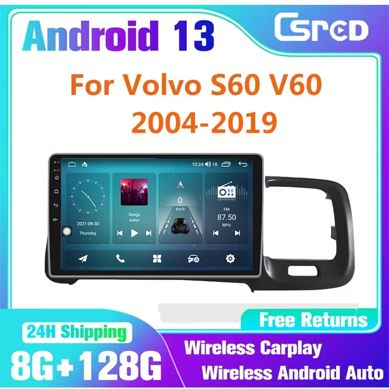 Csred 4G Android 13 Auto Radio For Volvo S60 V60 2014-2019 Car Multimedia Player GPS Navigation Head Unit Stereo Video Player