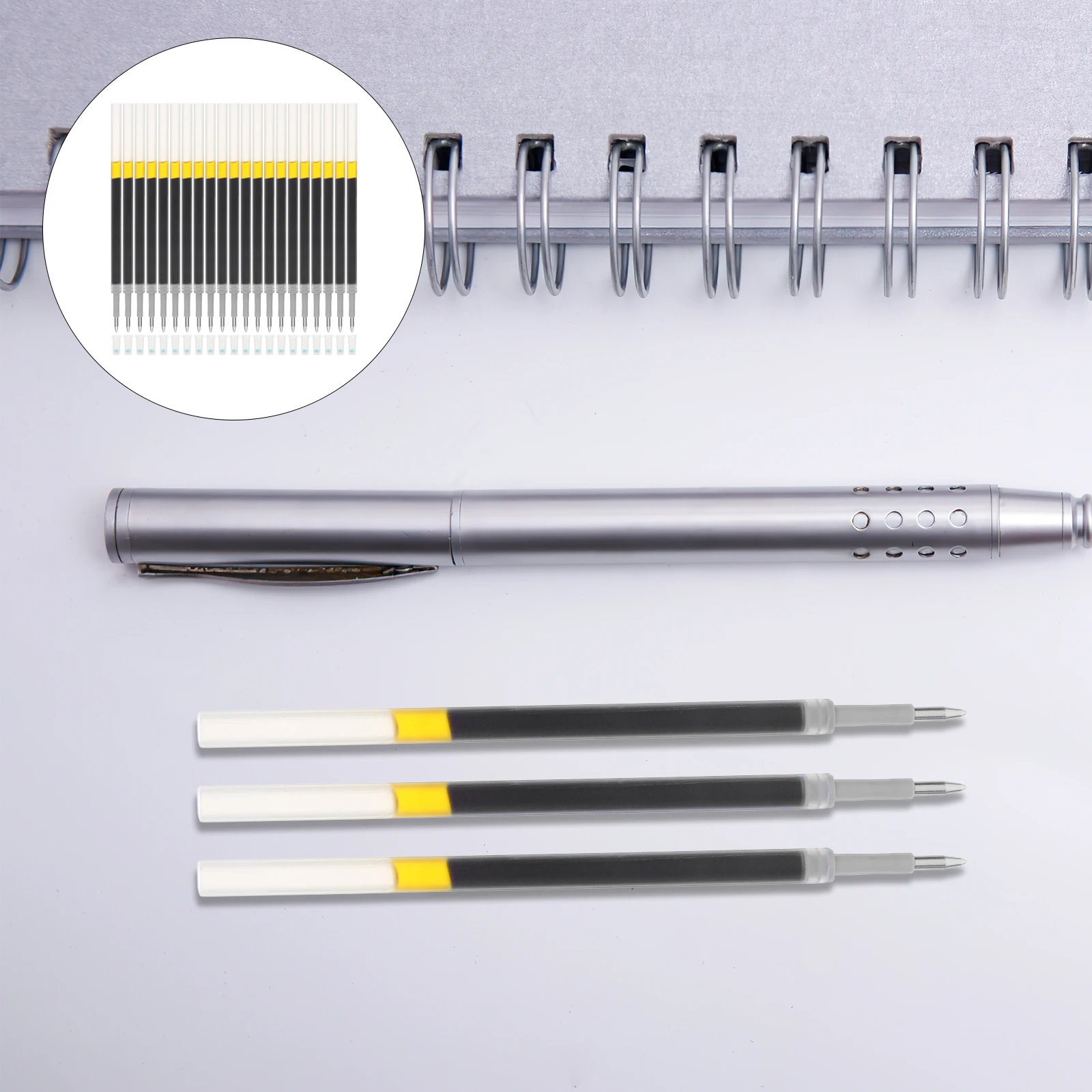60pcs Replaceable Gel Pen Refills 0.5mm Black Ink Cartridges for Office Writing Smooth Practical Plastic Reusable